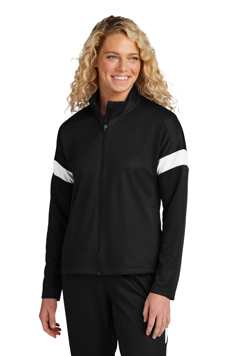 Sport-Tek Women's Travel Full-Zip Jacket - Black/ White