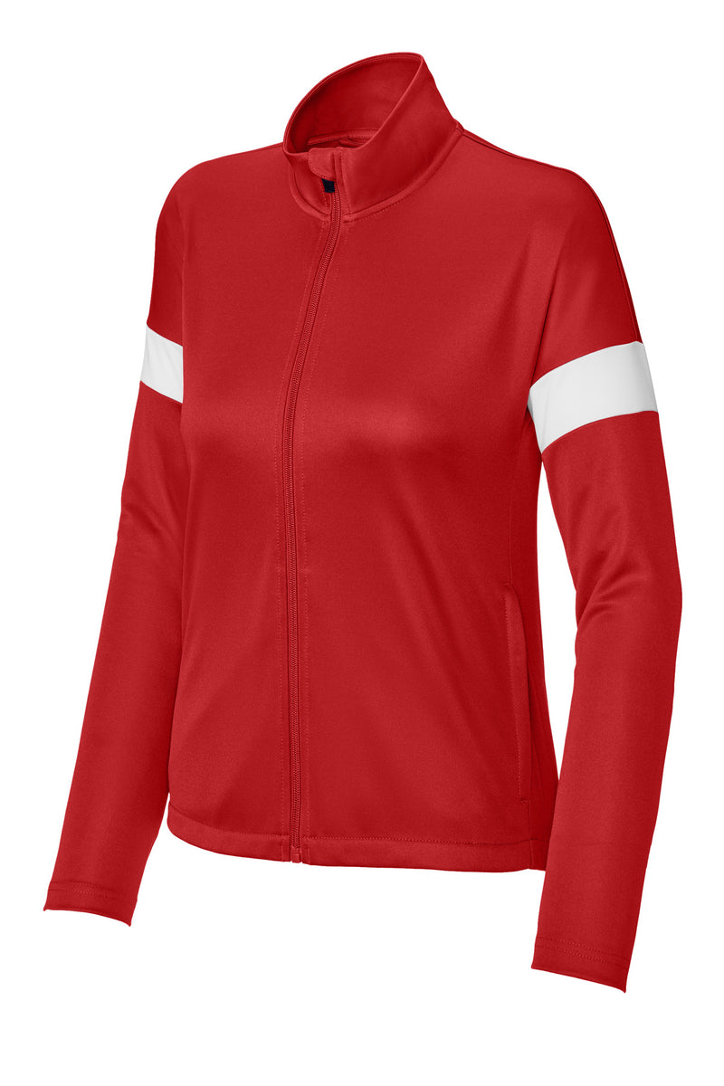 Sport-Tek Women's Travel Full-Zip Jacket - Deep Red/ White
