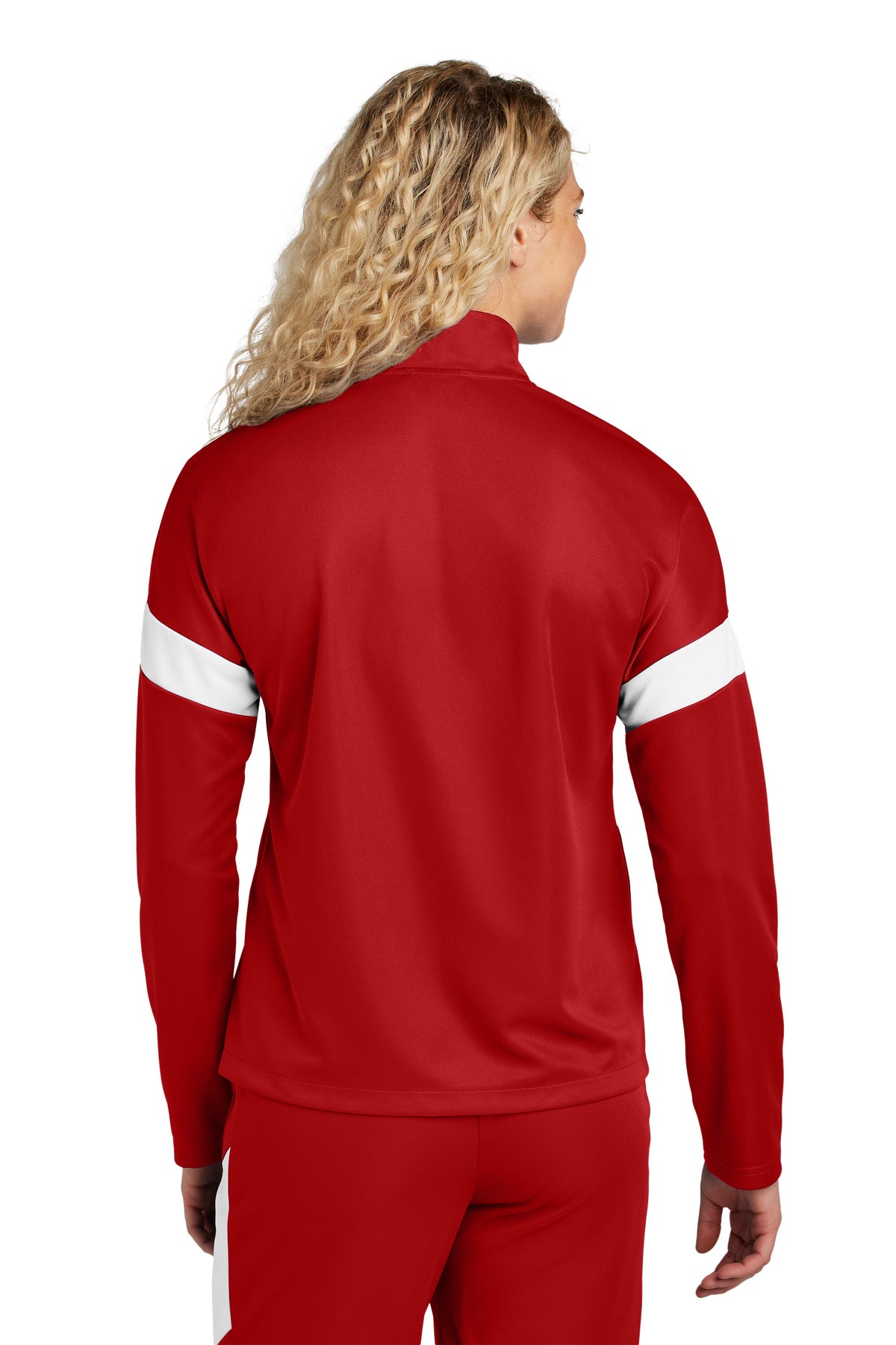Sport-Tek Women's Travel Full-Zip Jacket - Deep Red/ White