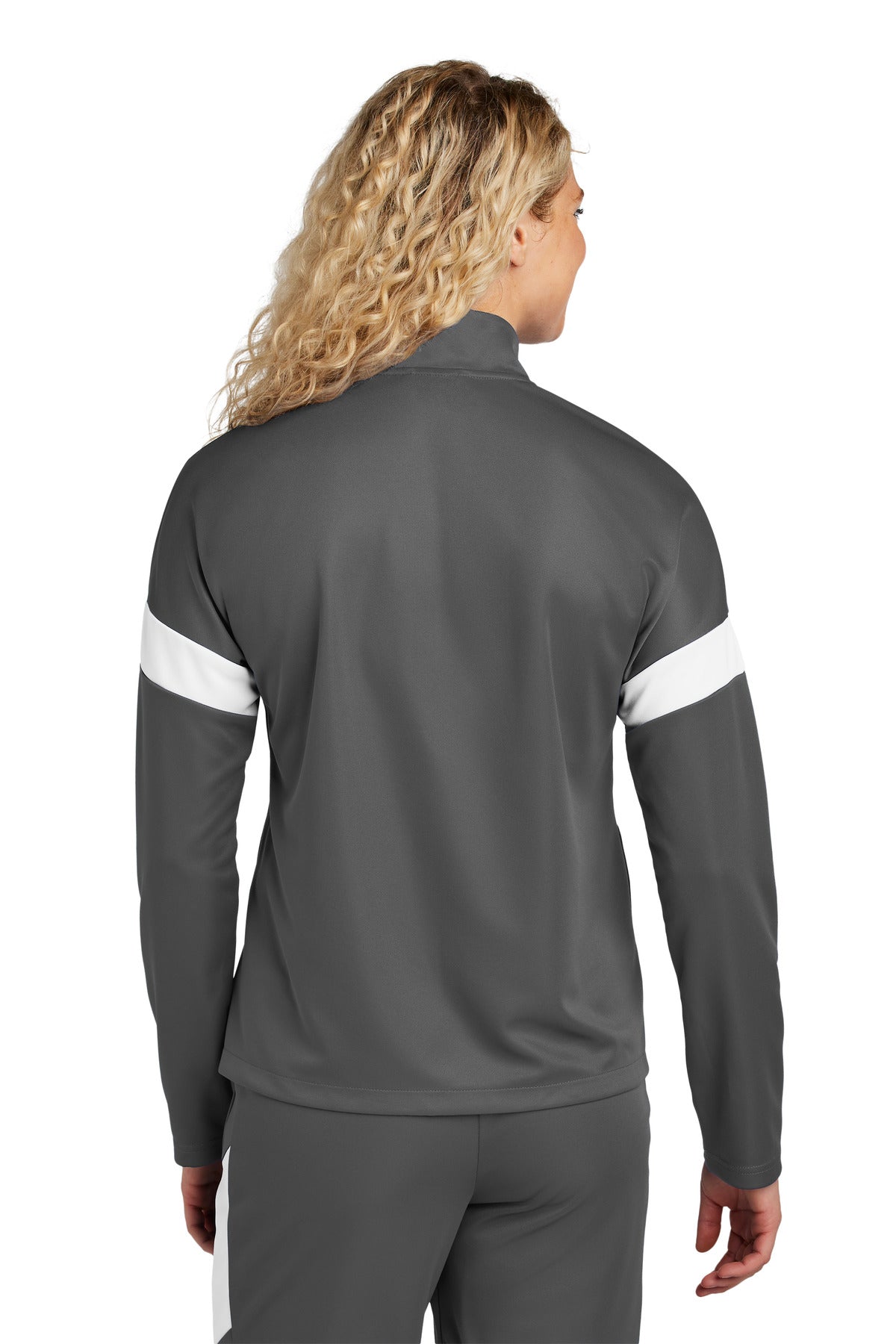 Sport-Tek Women's Travel Full-Zip Jacket - Iron Grey/ White