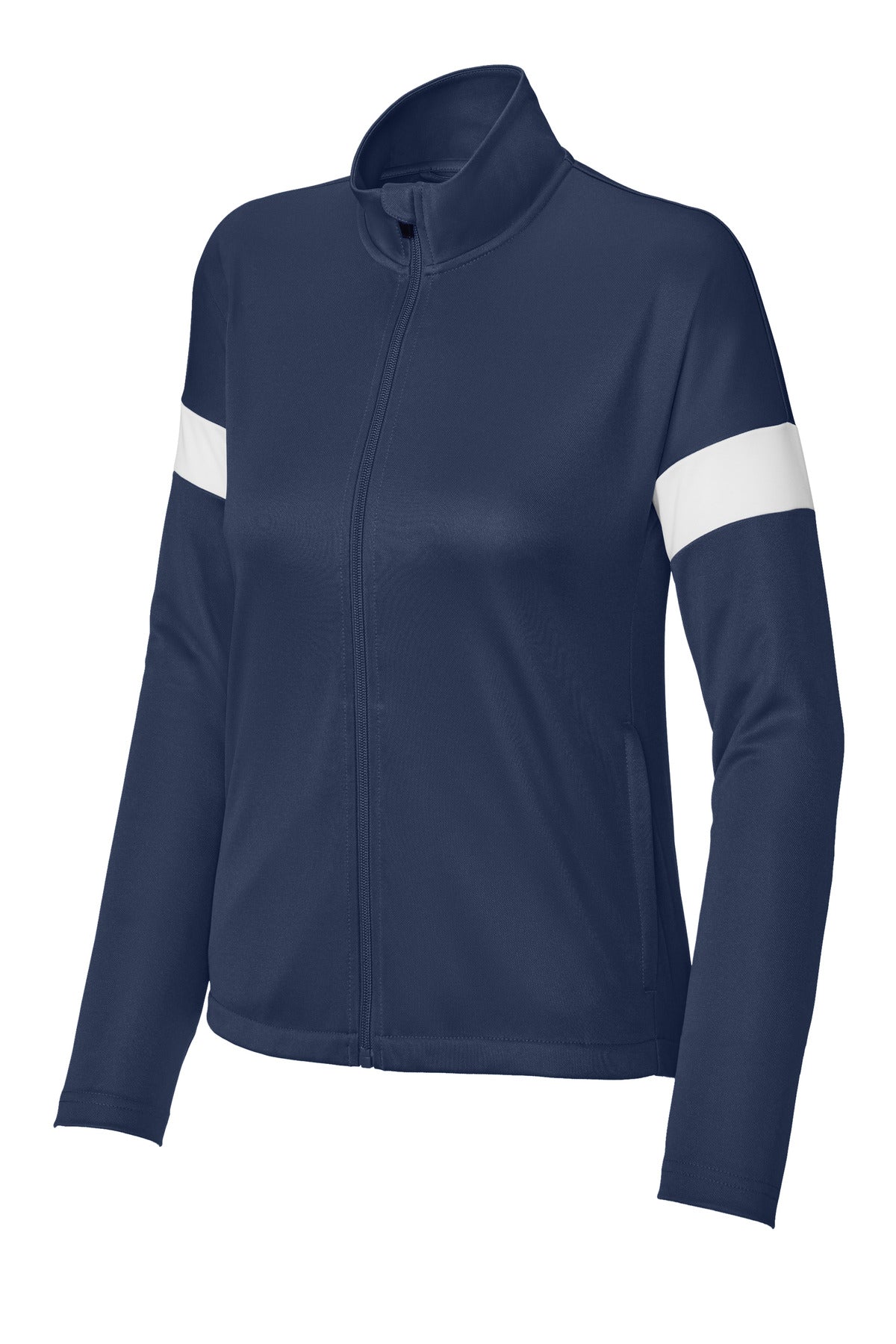 Sport-Tek Women's Travel Full-Zip Jacket - True Navy/ White