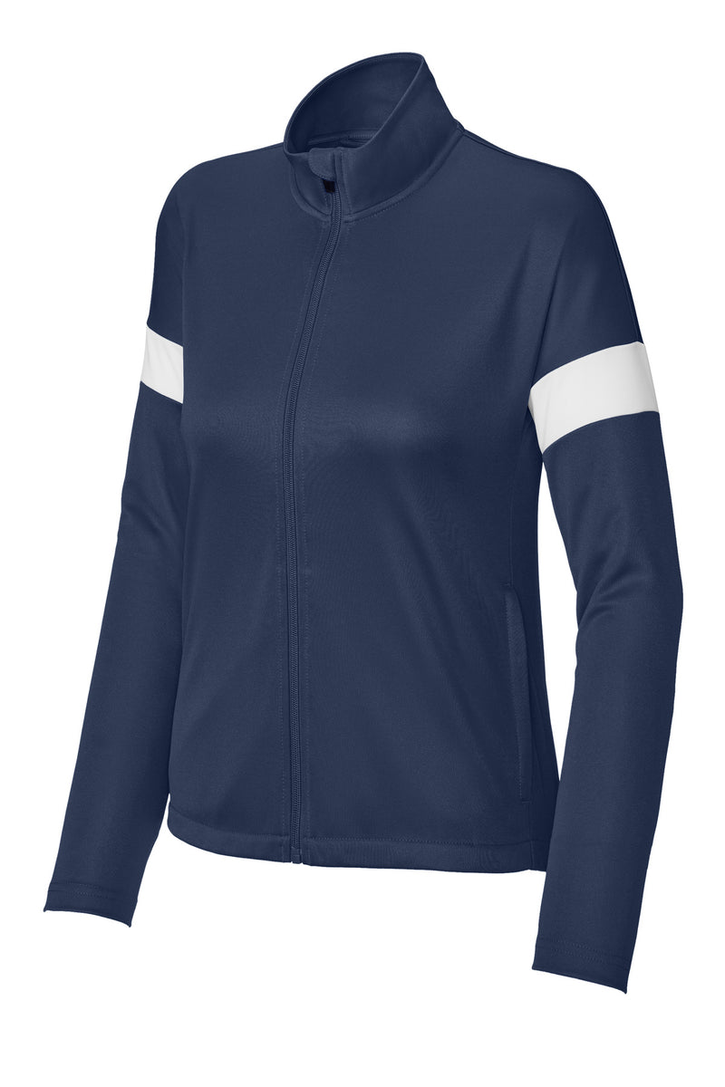 Sport-Tek Women's Travel Full-Zip Jacket - True Navy/ White