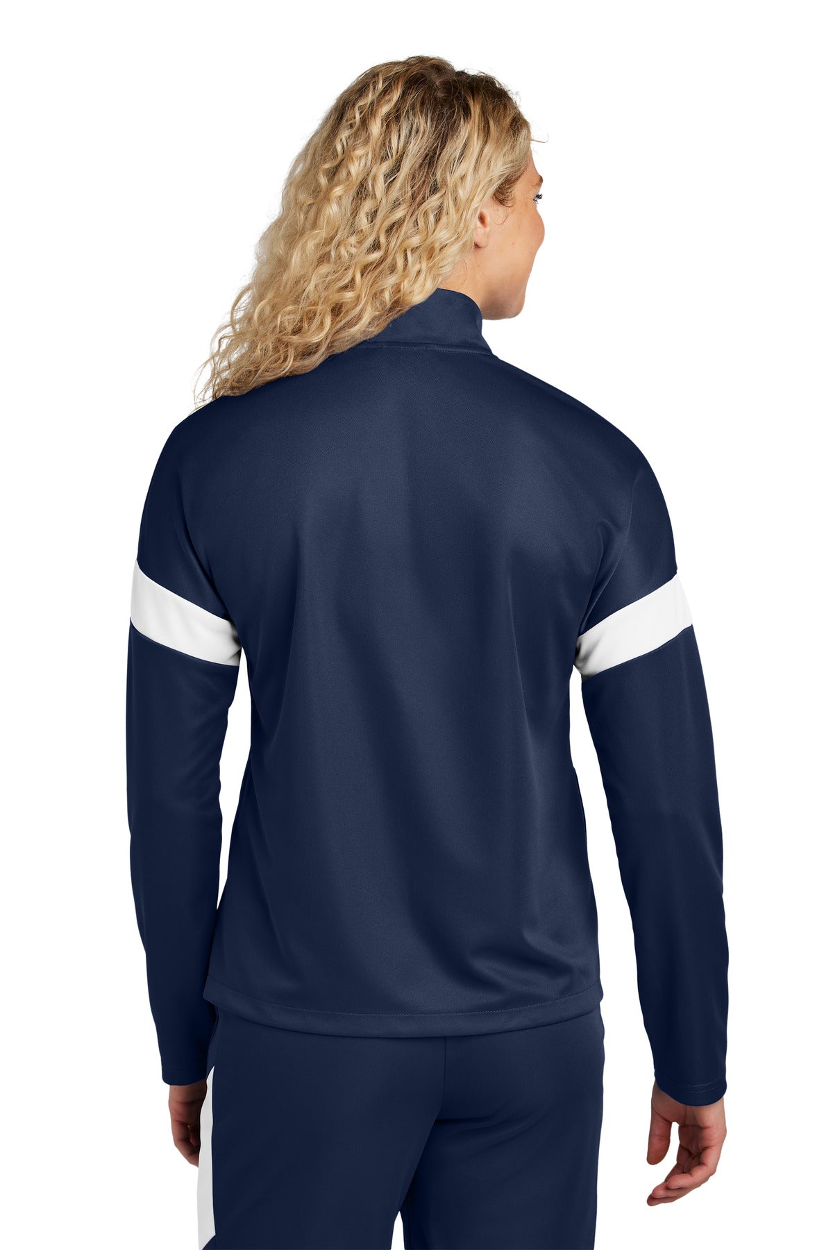Sport-Tek Women's Travel Full-Zip Jacket - True Navy/ White