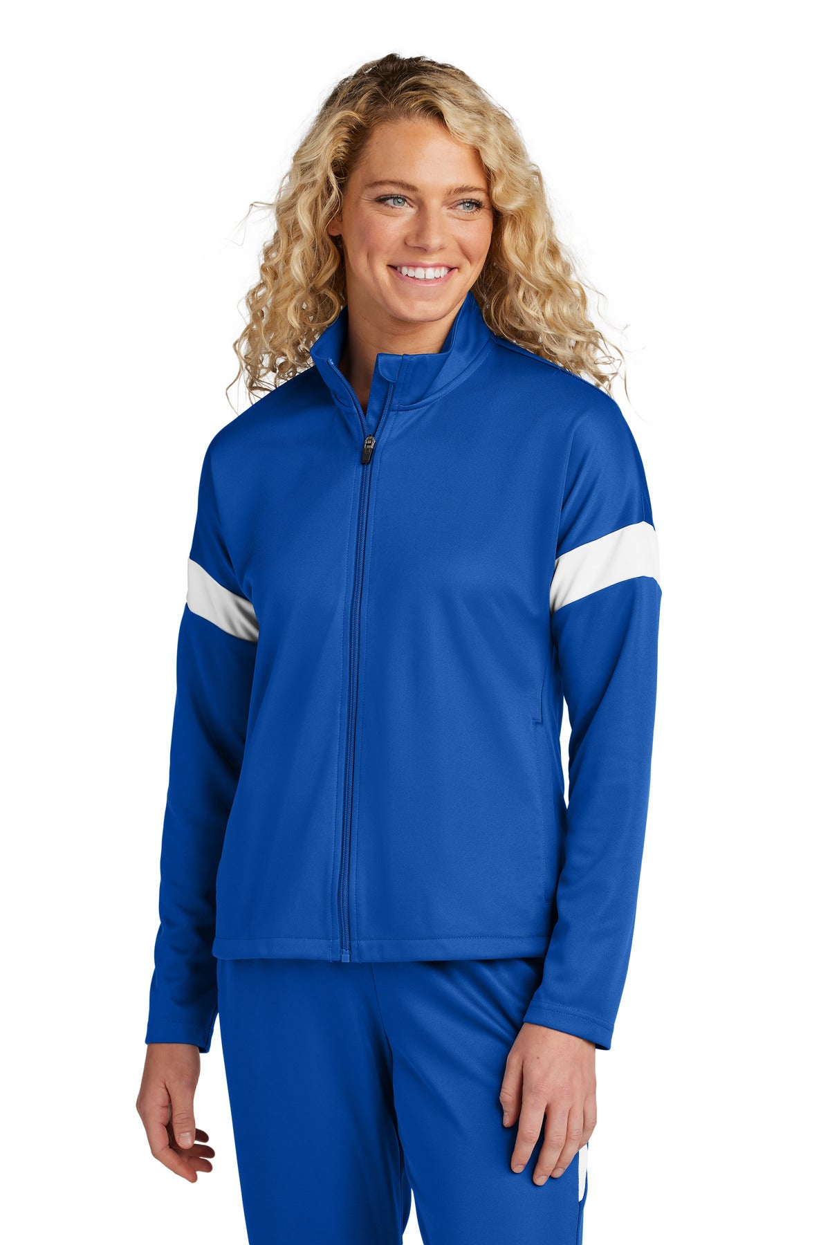 Sport-Tek Women's Travel Full-Zip Jacket - True Royal/ White