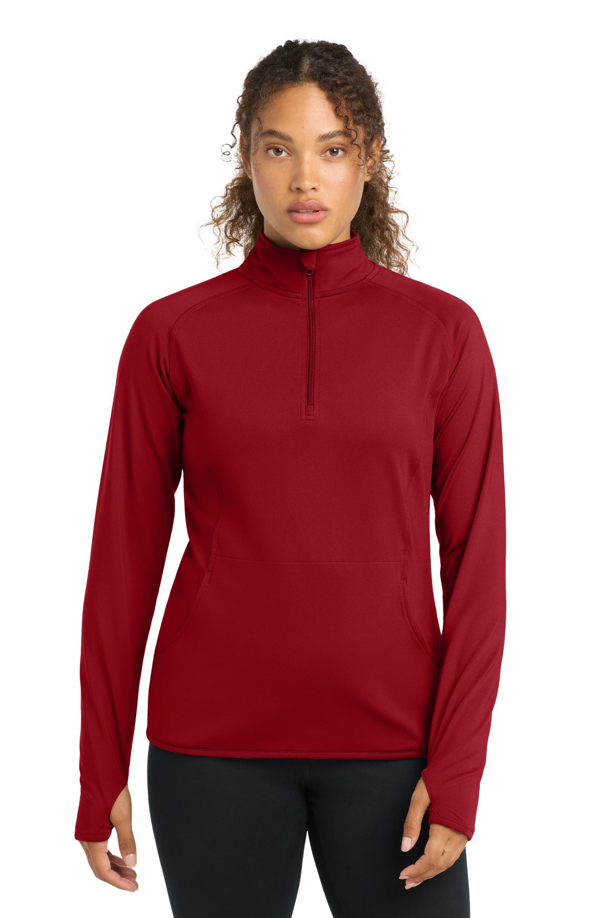 Sport-Tek Women's Sport-Wick Stretch 1/4-Zip Pullover - Deep Red