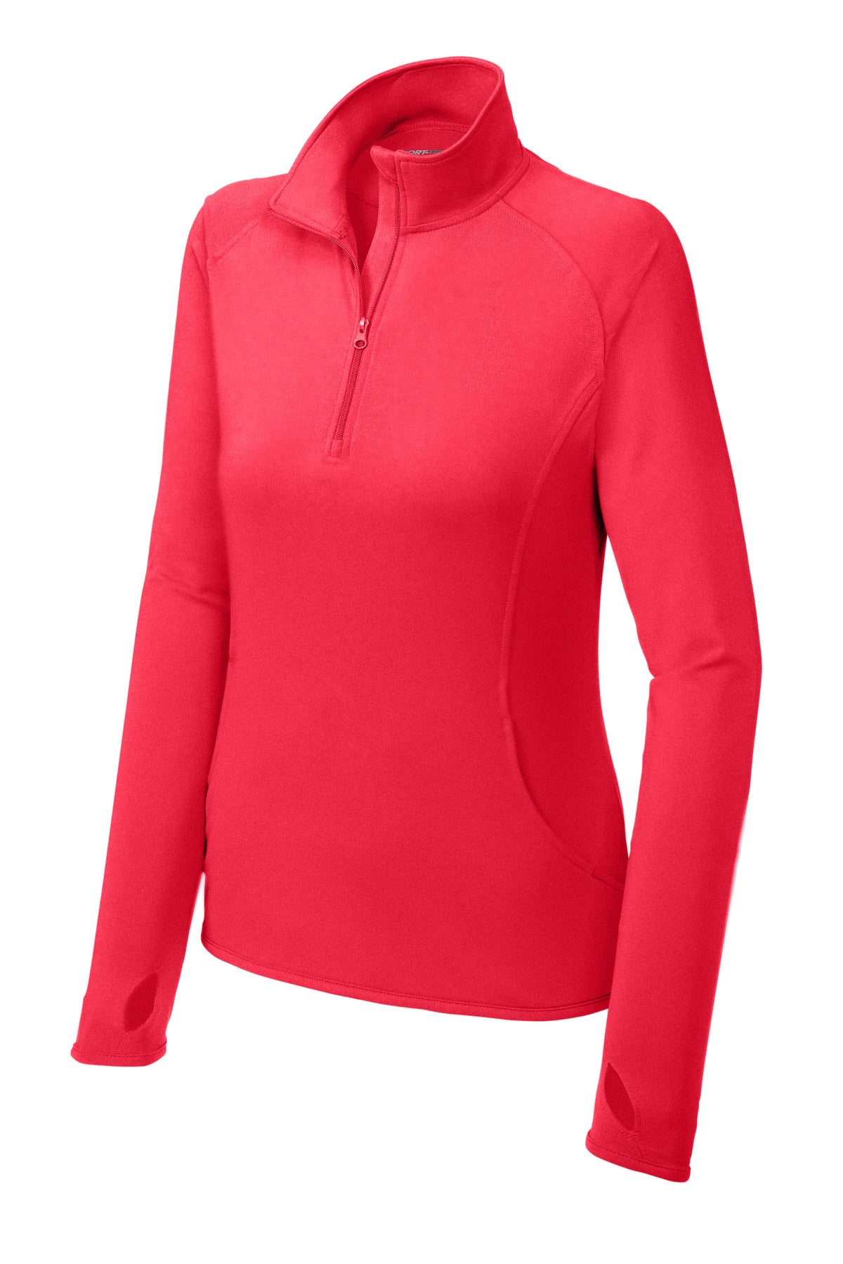 Sport-Tek Women's Sport-Wick Stretch 1/4-Zip Pullover - Hot Coral