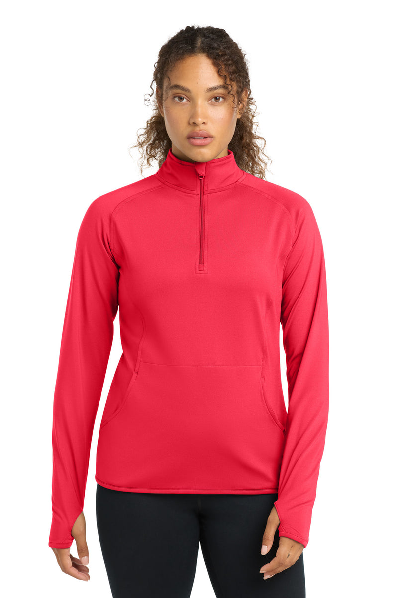 Sport-Tek Women's Sport-Wick Stretch 1/4-Zip Pullover - Hot Coral