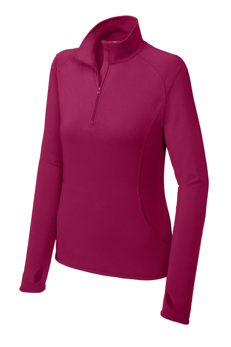 Sport-Tek Women's Sport-Wick Stretch 1/4-Zip Pullover - Pink Rush
