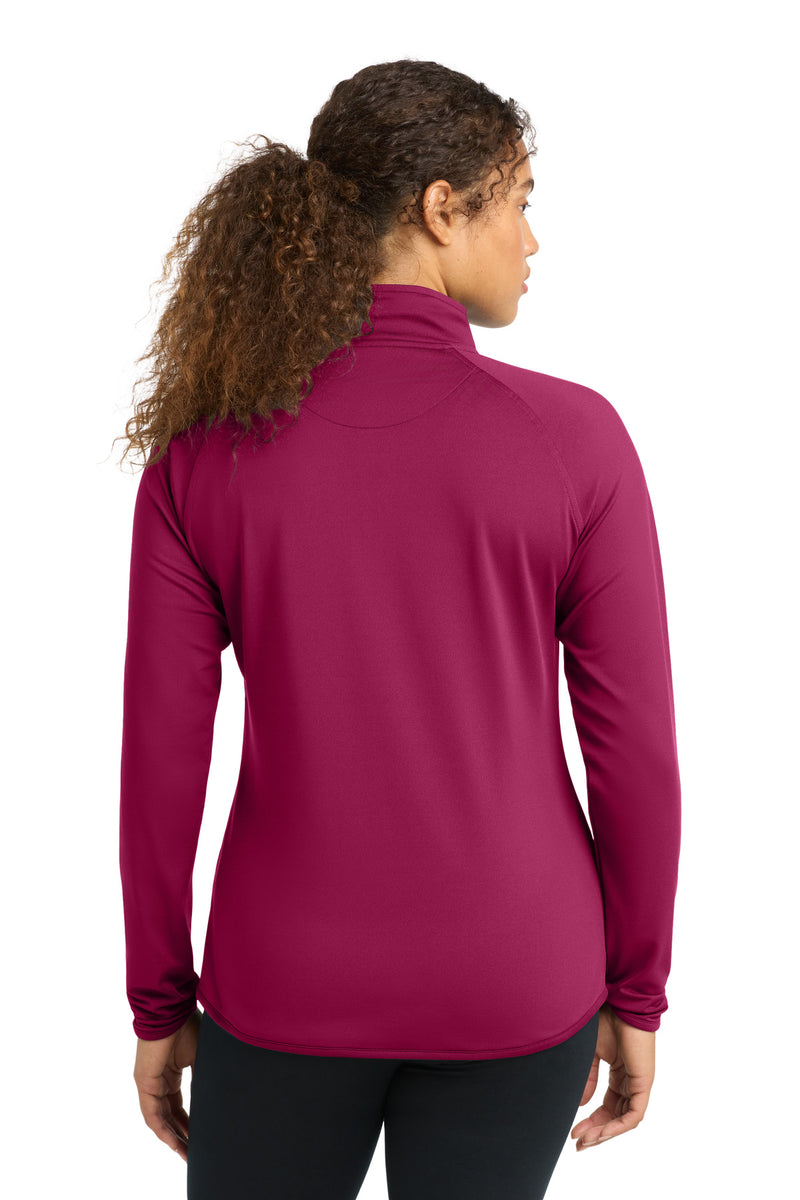 Sport-Tek Women's Sport-Wick Stretch 1/4-Zip Pullover - Pink Rush