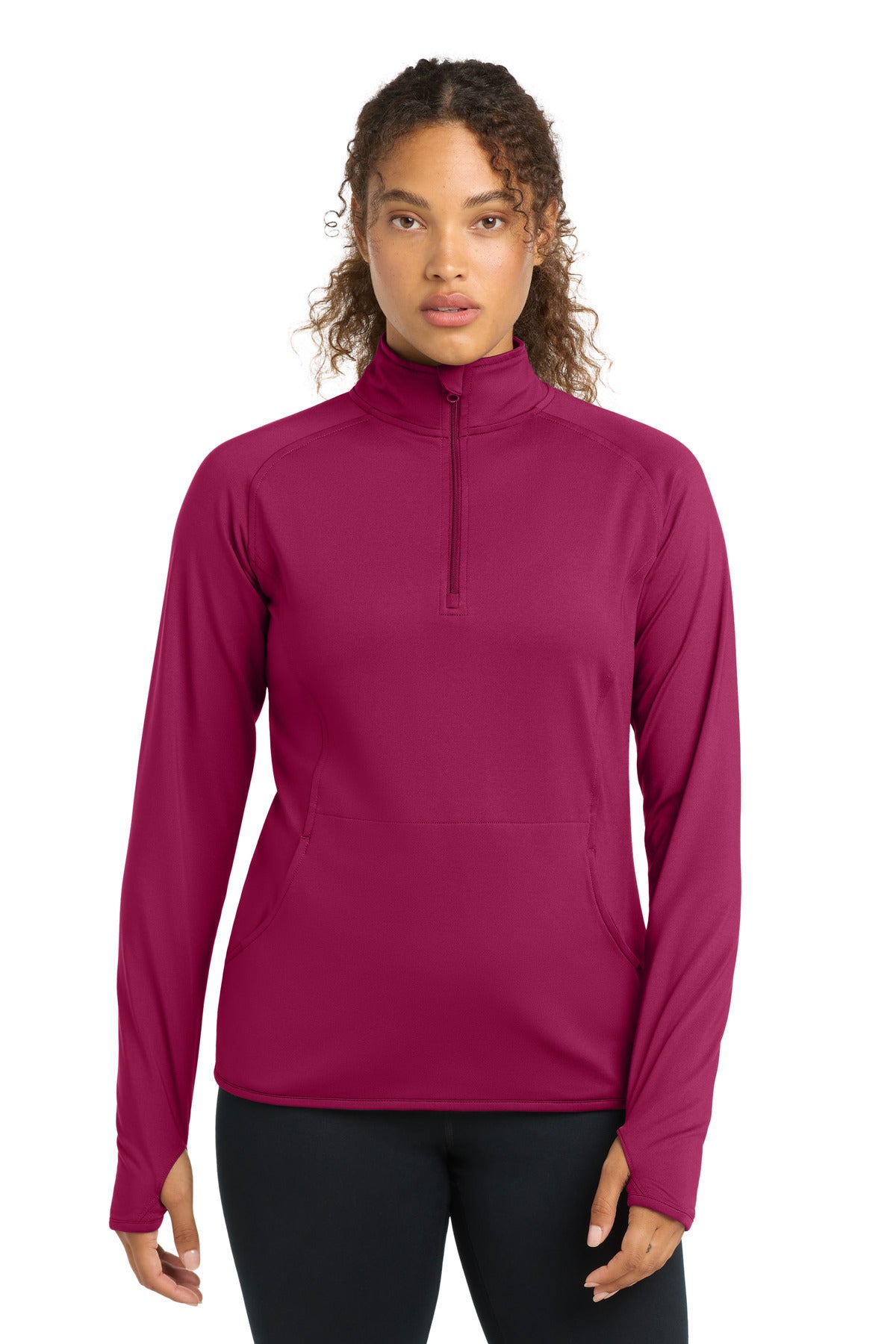 Sport-Tek Women's Sport-Wick Stretch 1/4-Zip Pullover - Pink Rush