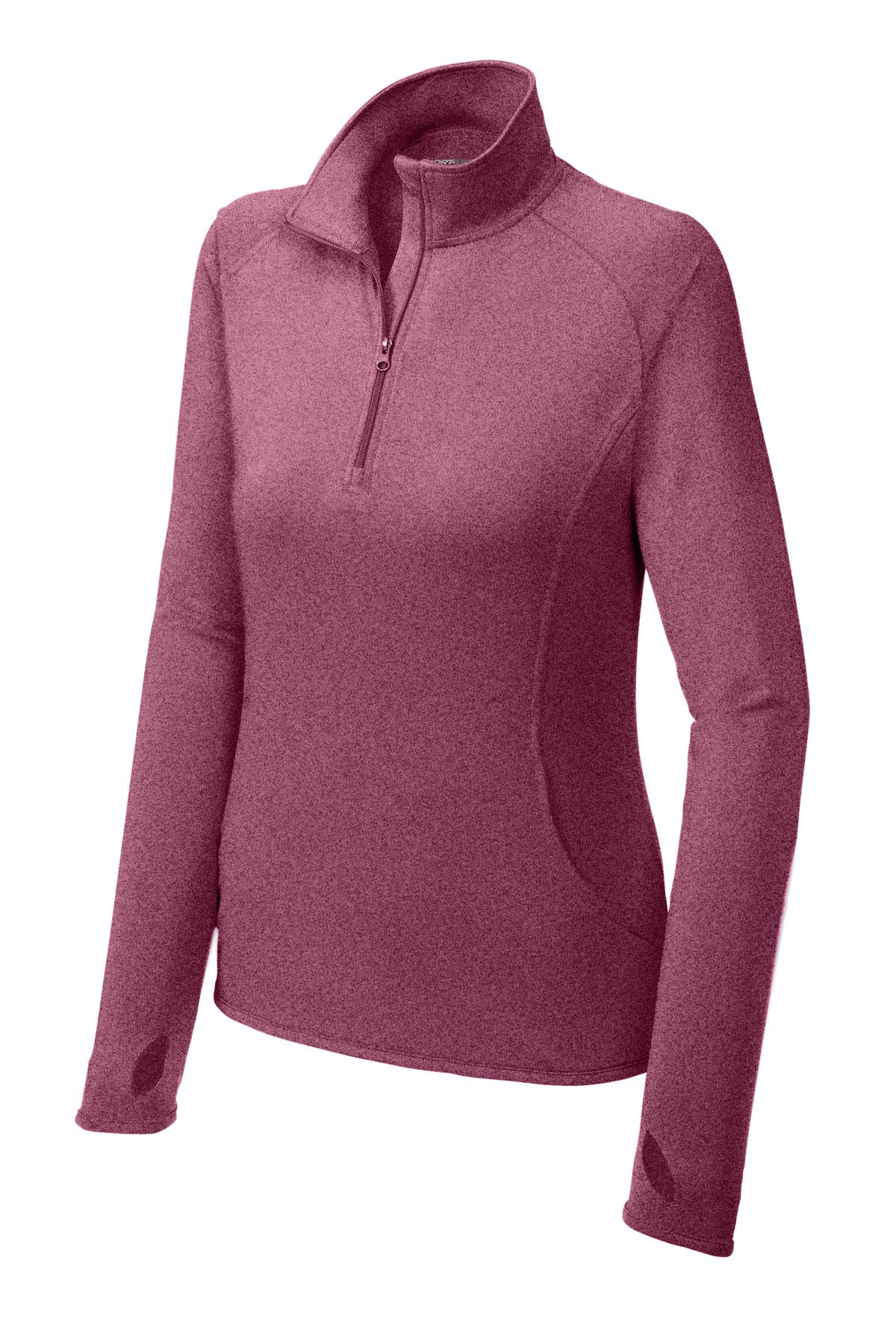 Sport-Tek Women's Sport-Wick Stretch 1/4-Zip Pullover - Pink Rush Heather