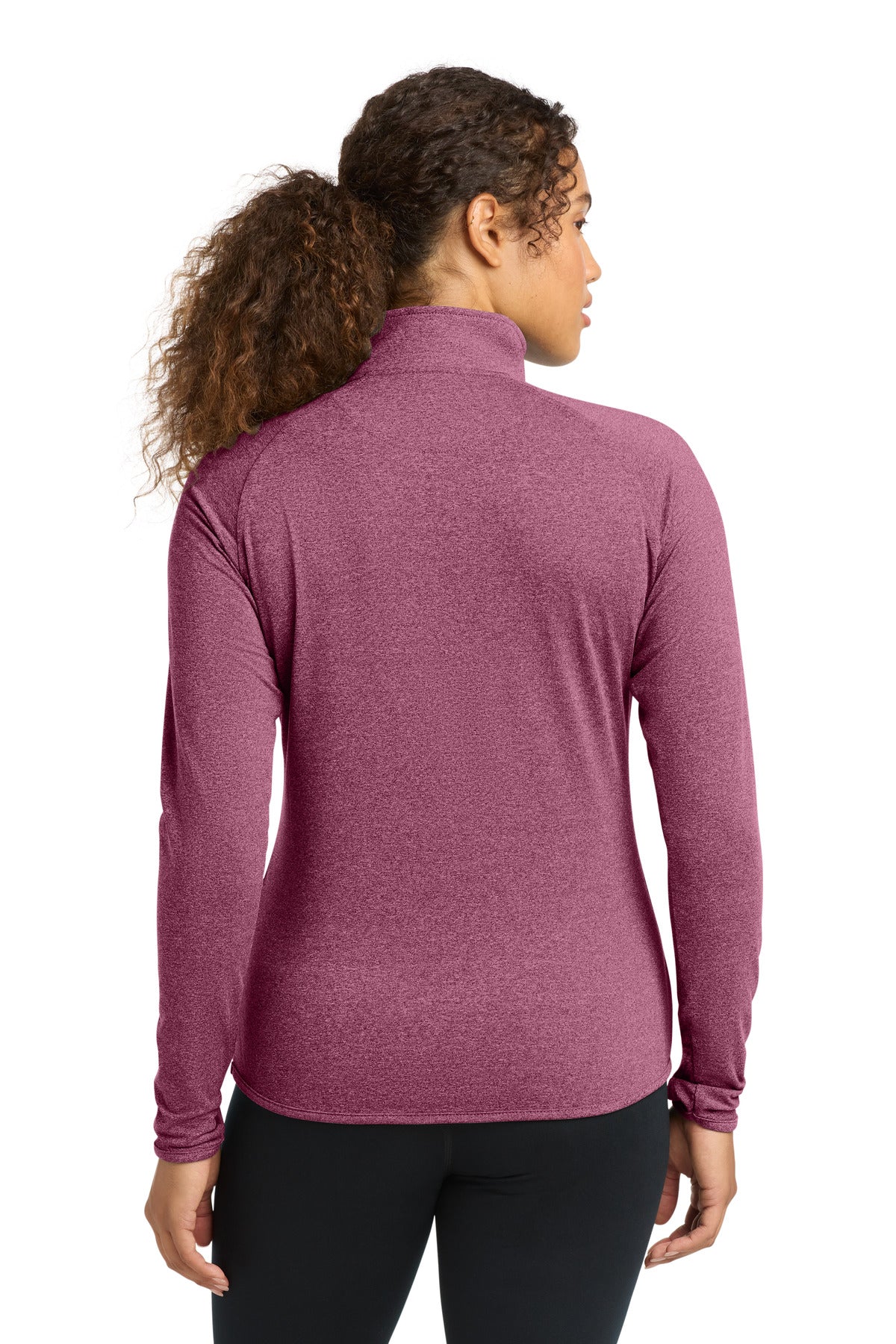 Sport-Tek Women's Sport-Wick Stretch 1/4-Zip Pullover - Pink Rush Heather
