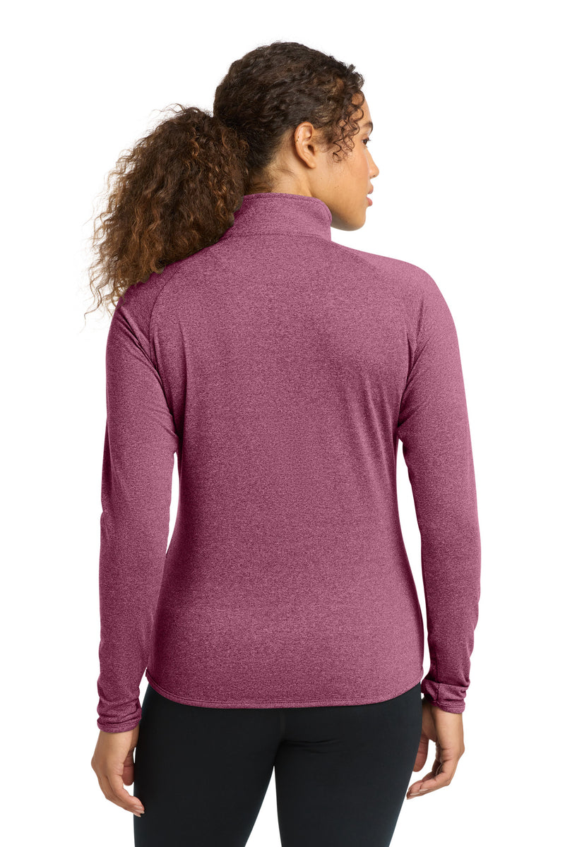 Sport-Tek Women's Sport-Wick Stretch 1/4-Zip Pullover - Pink Rush Heather