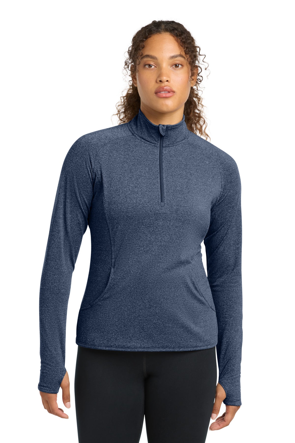 Sport-Tek Women's Sport-Wick Stretch 1/4-Zip Pullover - True Navy Heather