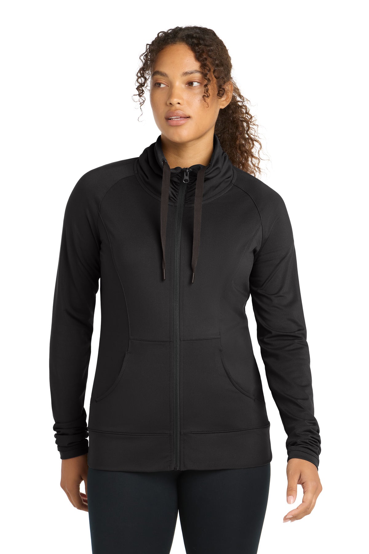 Sport-Tek Women's Sport-Wick Stretch Full-Zip Jacket - Black