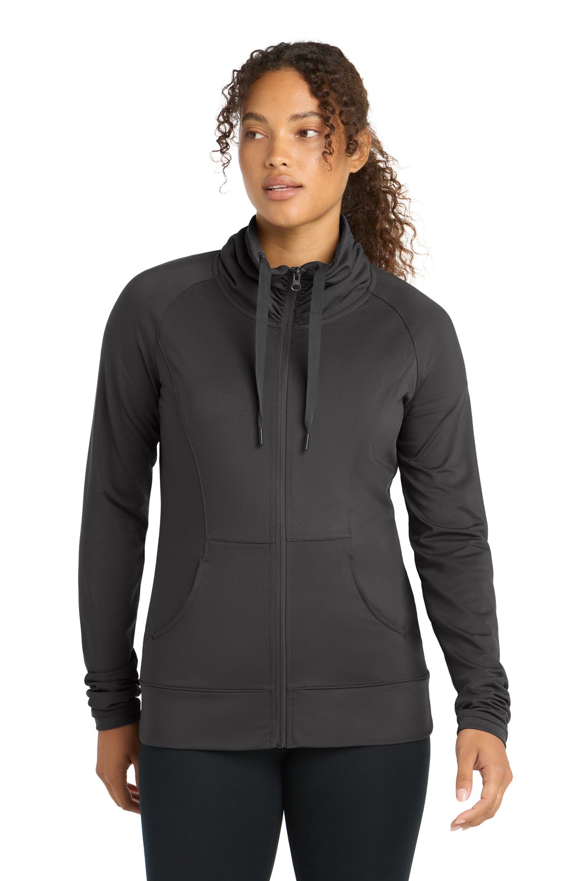 Sport-Tek Women's Sport-Wick Stretch Full-Zip Jacket - Charcoal Grey