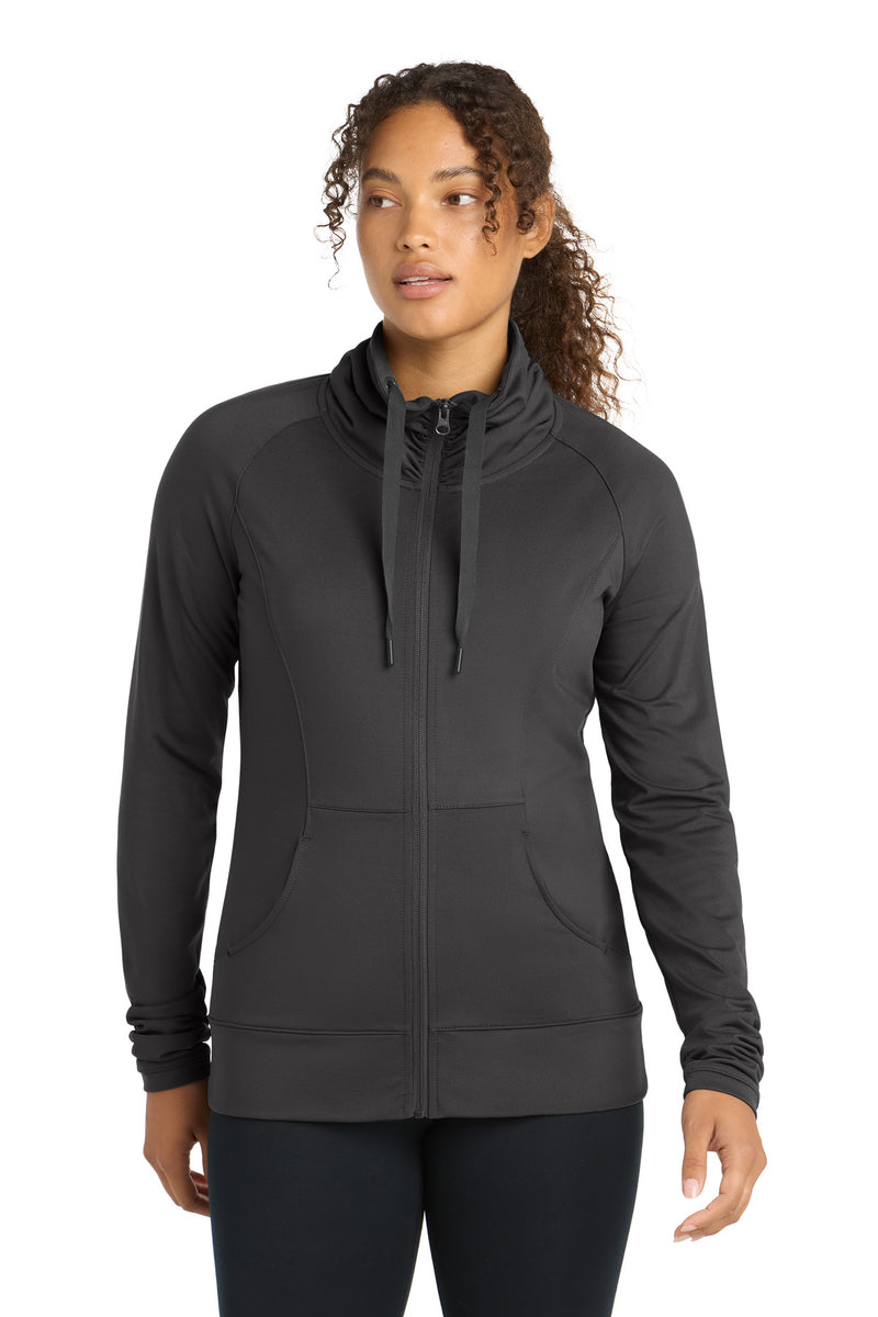 Sport-Tek Women's Sport-Wick Stretch Full-Zip Jacket - Charcoal Grey