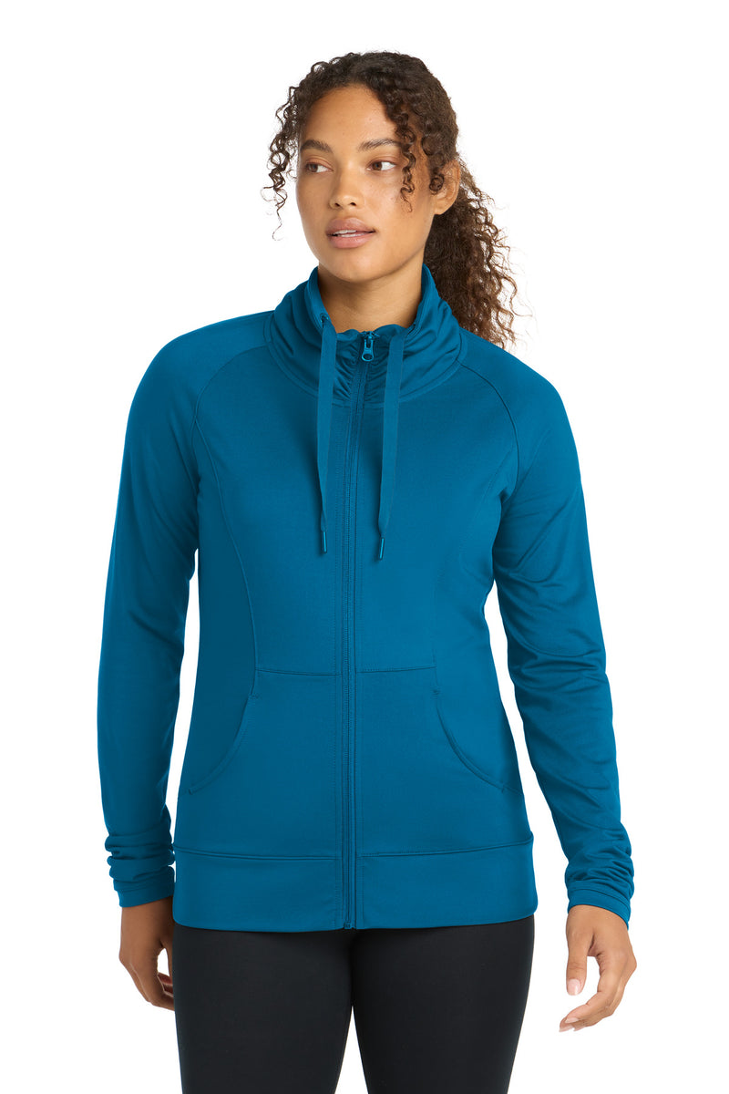 Sport-Tek Women's Sport-Wick Stretch Full-Zip Jacket - Peacock Blue