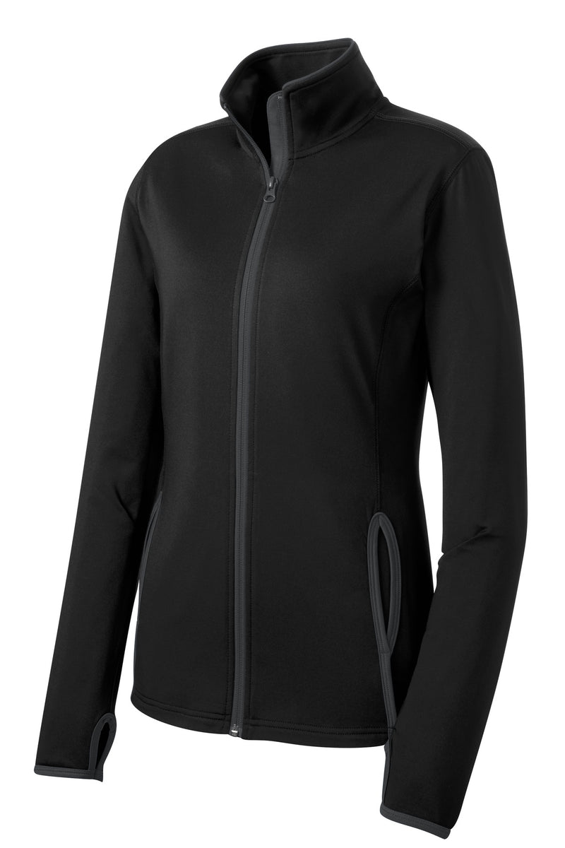 Sport-Tek Women's Sport-Wick Stretch Contrast Full-Zip Jacket - Black/ Charcoal Grey