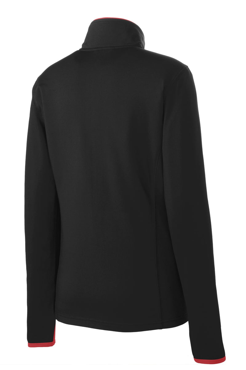 Sport-Tek Women's Sport-Wick Stretch Contrast Full-Zip Jacket - Black/ True Red