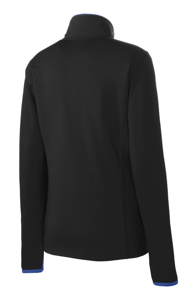 Sport-Tek Women's Sport-Wick Stretch Contrast Full-Zip Jacket - Black/ True Royal