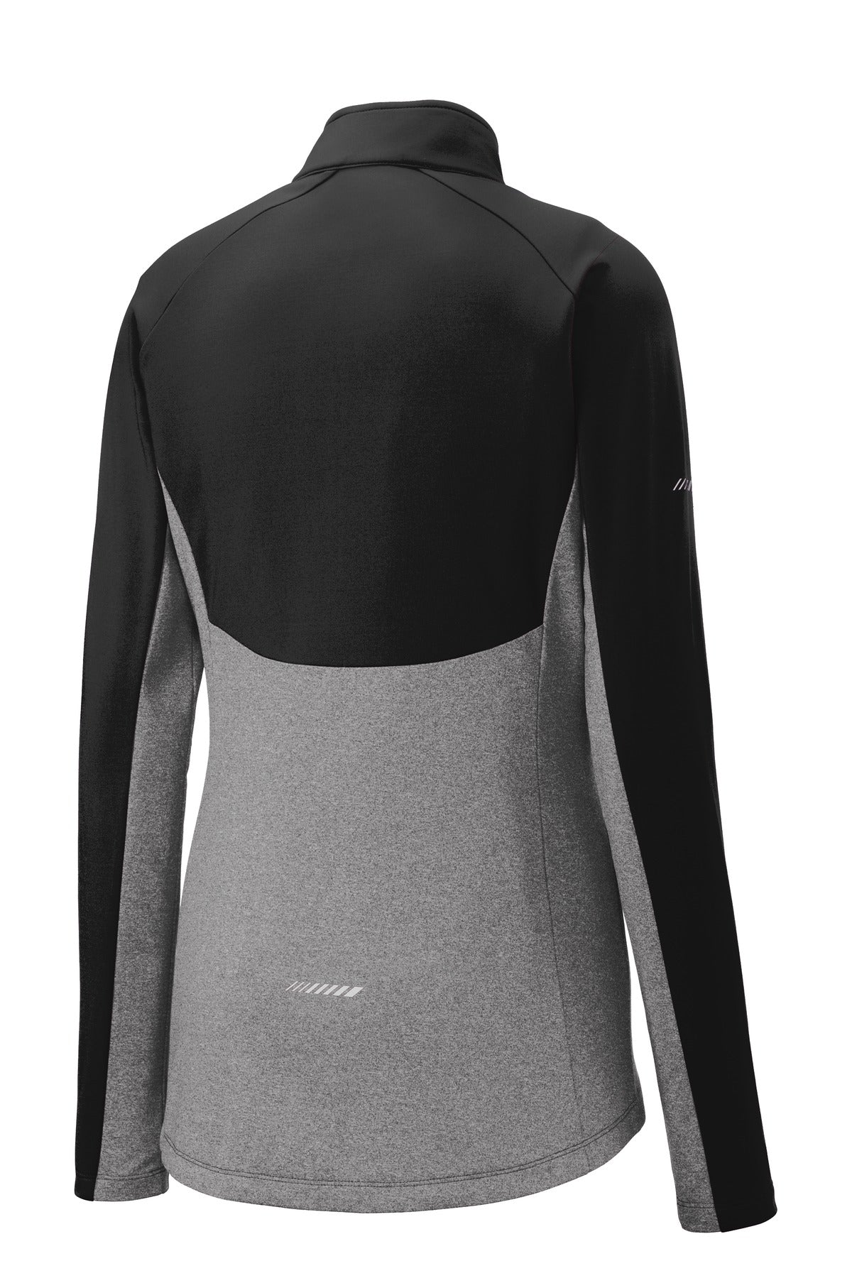 Sport-Tek Women's Sport-Wick Stretch Contrast 1/4-Zip Pullover - Black/ Charcoal Grey Heather