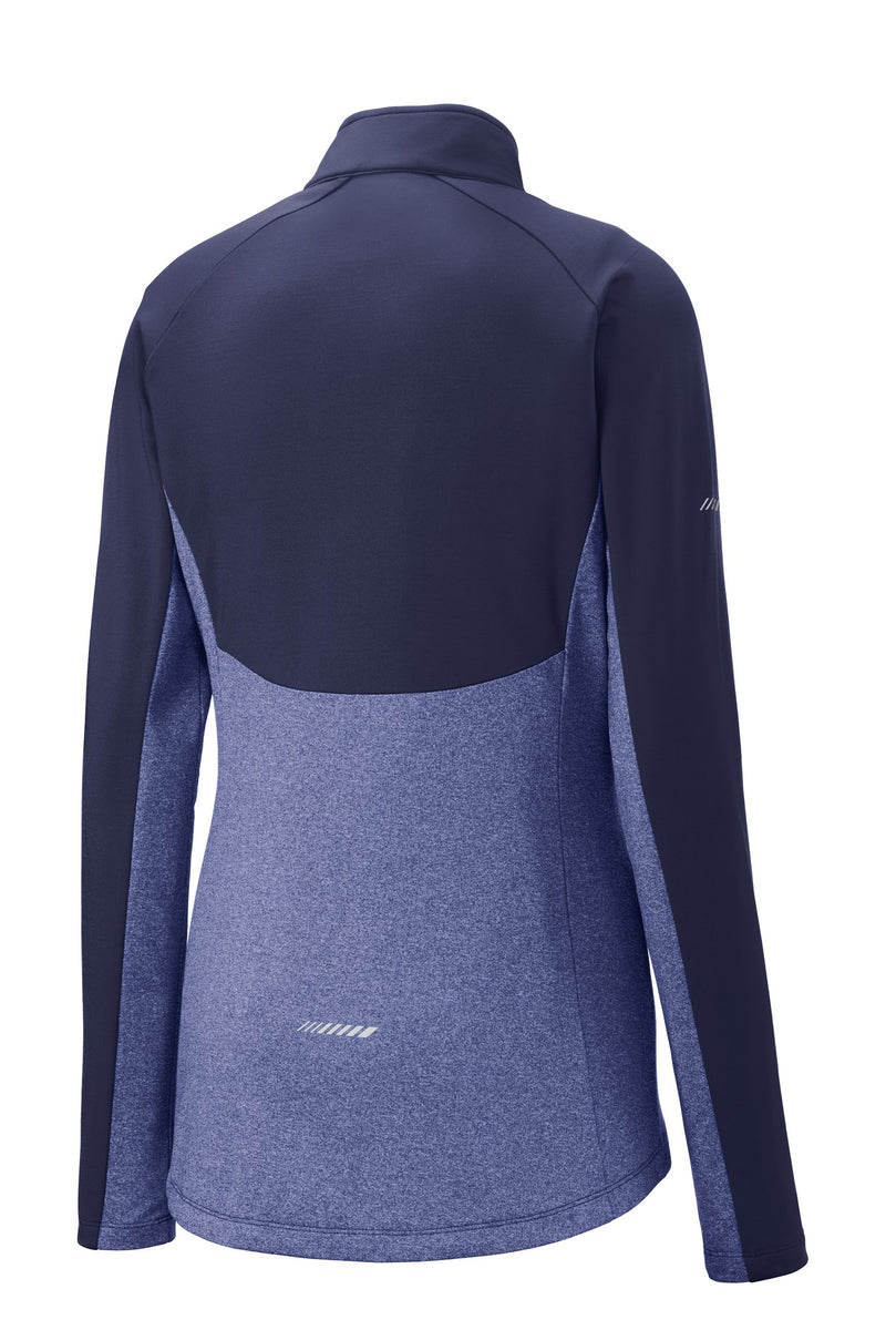 Sport-Tek Women's Sport-Wick Stretch Contrast 1/4-Zip Pullover - True Navy/ True Navy Heather