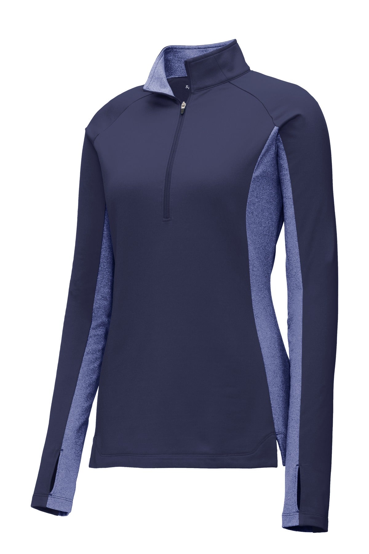 Sport-Tek Women's Sport-Wick Stretch Contrast 1/4-Zip Pullover - True Navy/ True Navy Heather