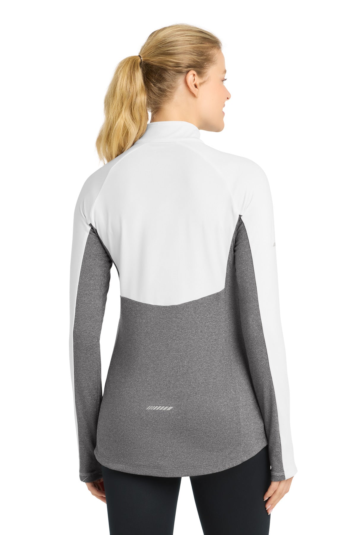 Sport-Tek Women's Sport-Wick Stretch Contrast 1/4-Zip Pullover - White/ Charcoal Grey Heather