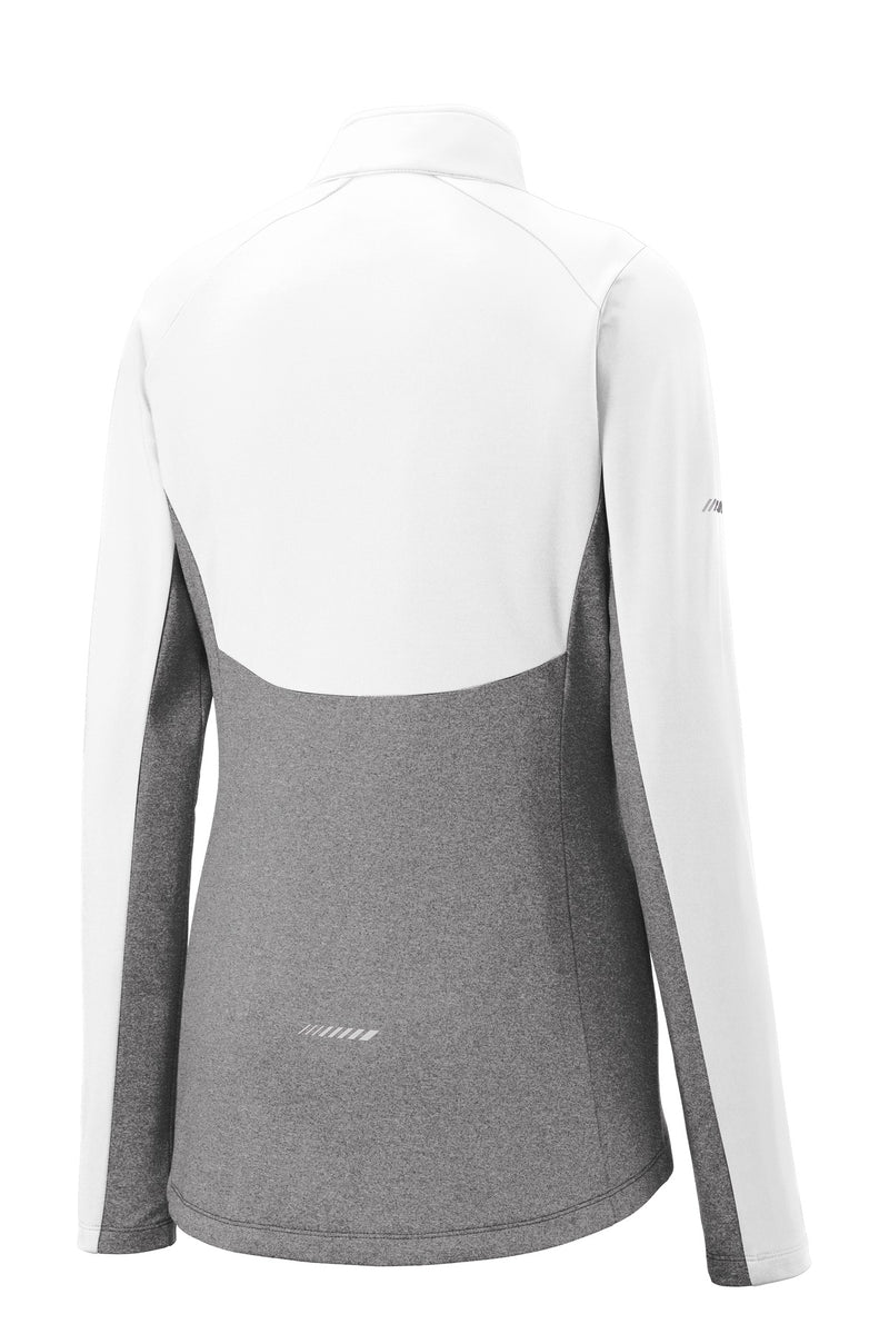 Sport-Tek Women's Sport-Wick Stretch Contrast 1/4-Zip Pullover - White/ Charcoal Grey Heather