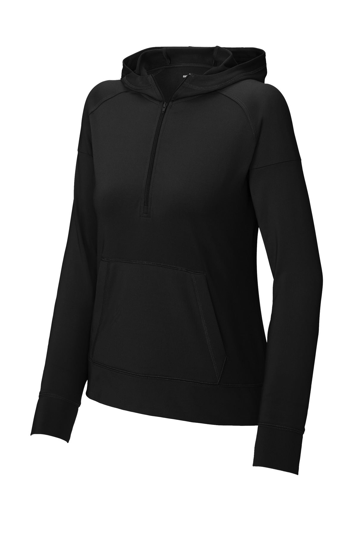 Sport-Tek Women's Sport-Wick Stretch 1/2-Zip Hoodie - Black