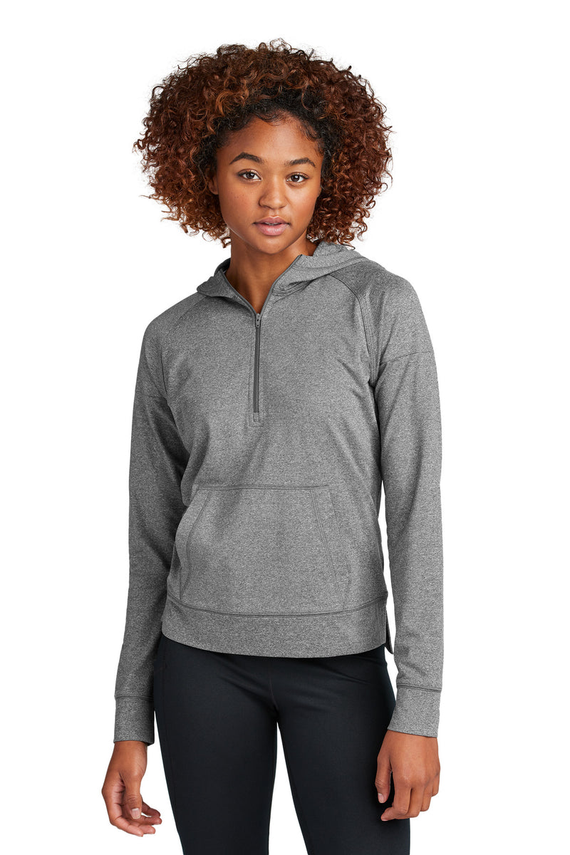 Sport-Tek Women's Sport-Wick Stretch 1/2-Zip Hoodie - Charcoal Grey Heather