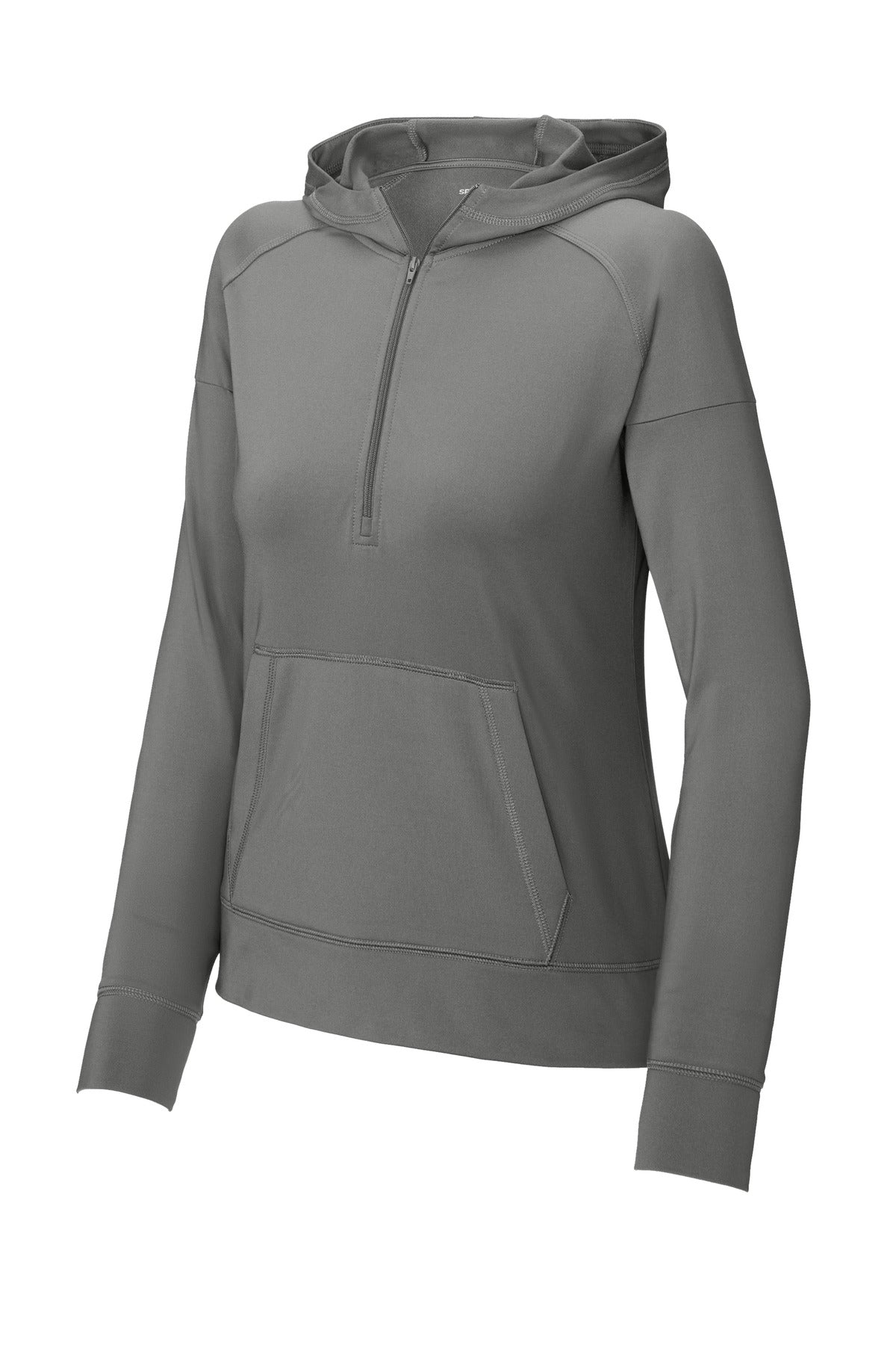 Sport-Tek Women's Sport-Wick Stretch 1/2-Zip Hoodie - Charcoal Grey