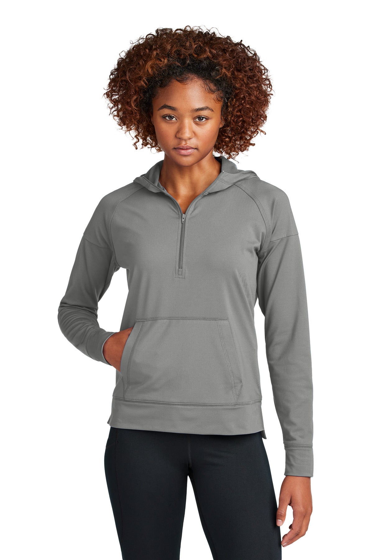 Sport-Tek Women's Sport-Wick Stretch 1/2-Zip Hoodie - Charcoal Grey
