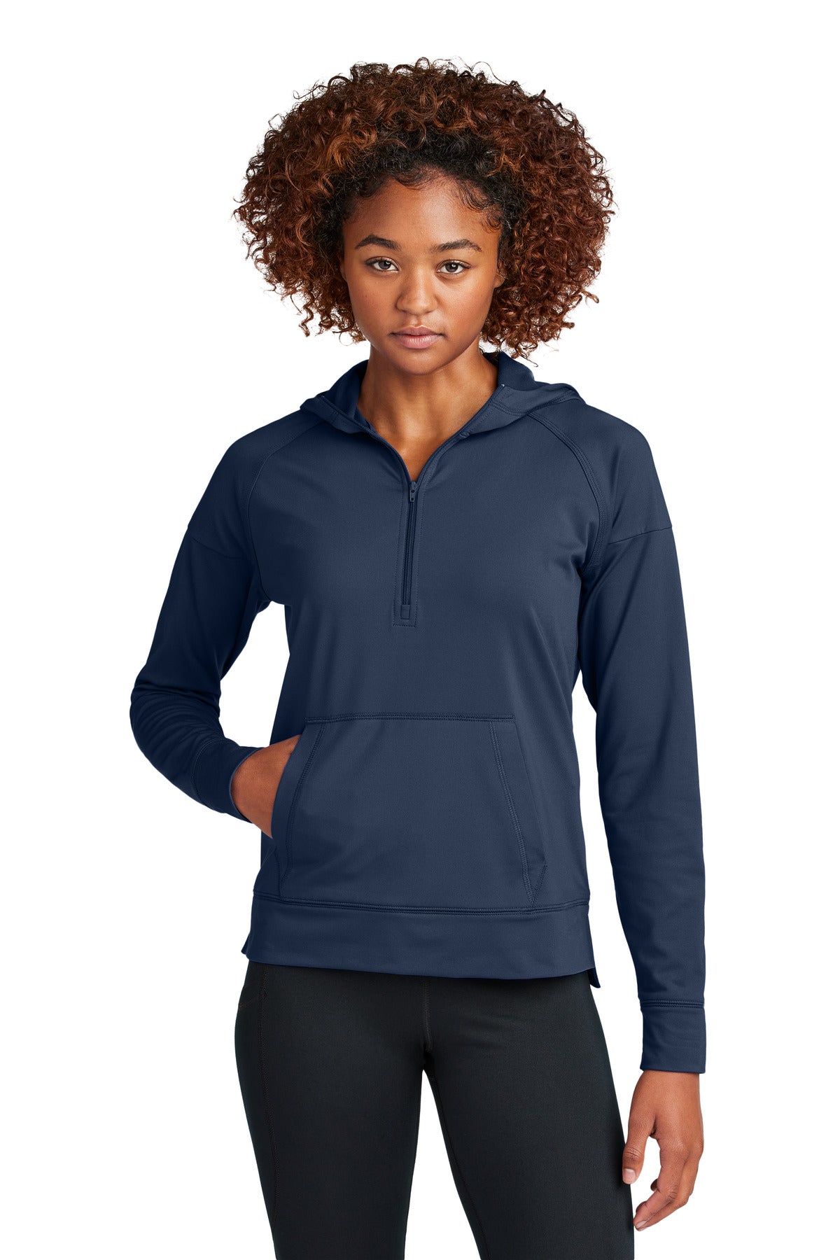 Sport-Tek Women's Sport-Wick Stretch 1/2-Zip Hoodie - True Navy