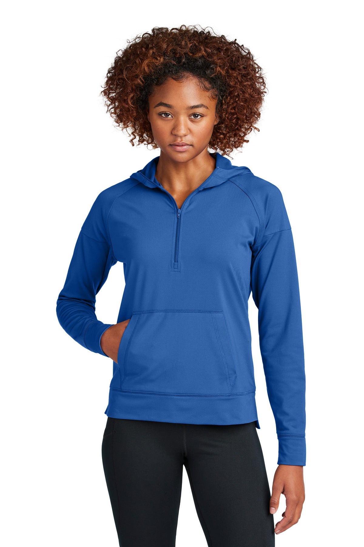 Sport-Tek Women's Sport-Wick Stretch 1/2-Zip Hoodie - True Royal