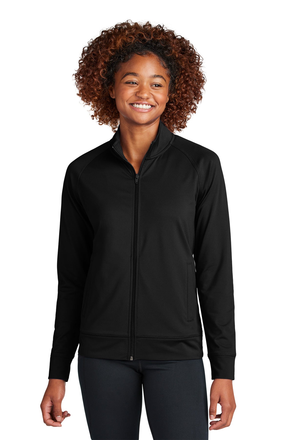 Sport-Tek Women's Sport-Wick Stretch Full-Zip Cadet Jacket - Black