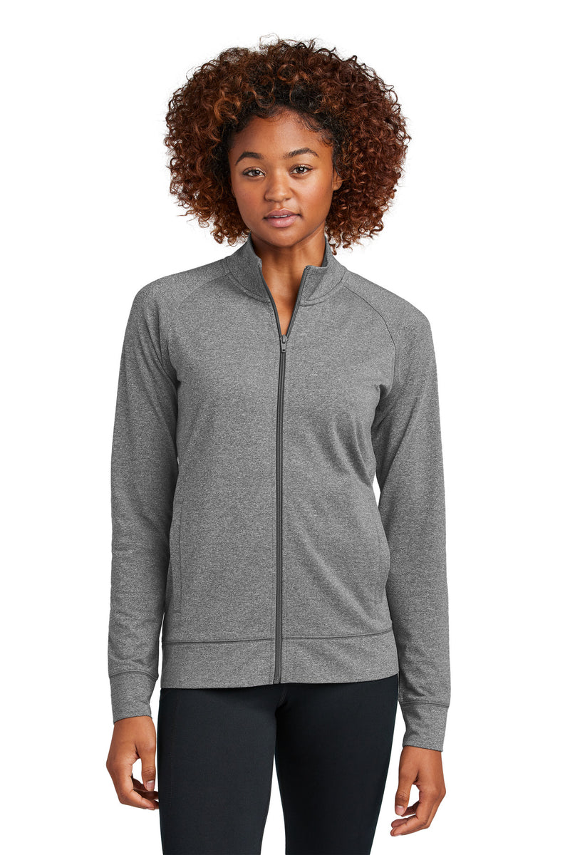 Sport-Tek Women's Sport-Wick Stretch Full-Zip Cadet Jacket - Charcoal Grey Heather