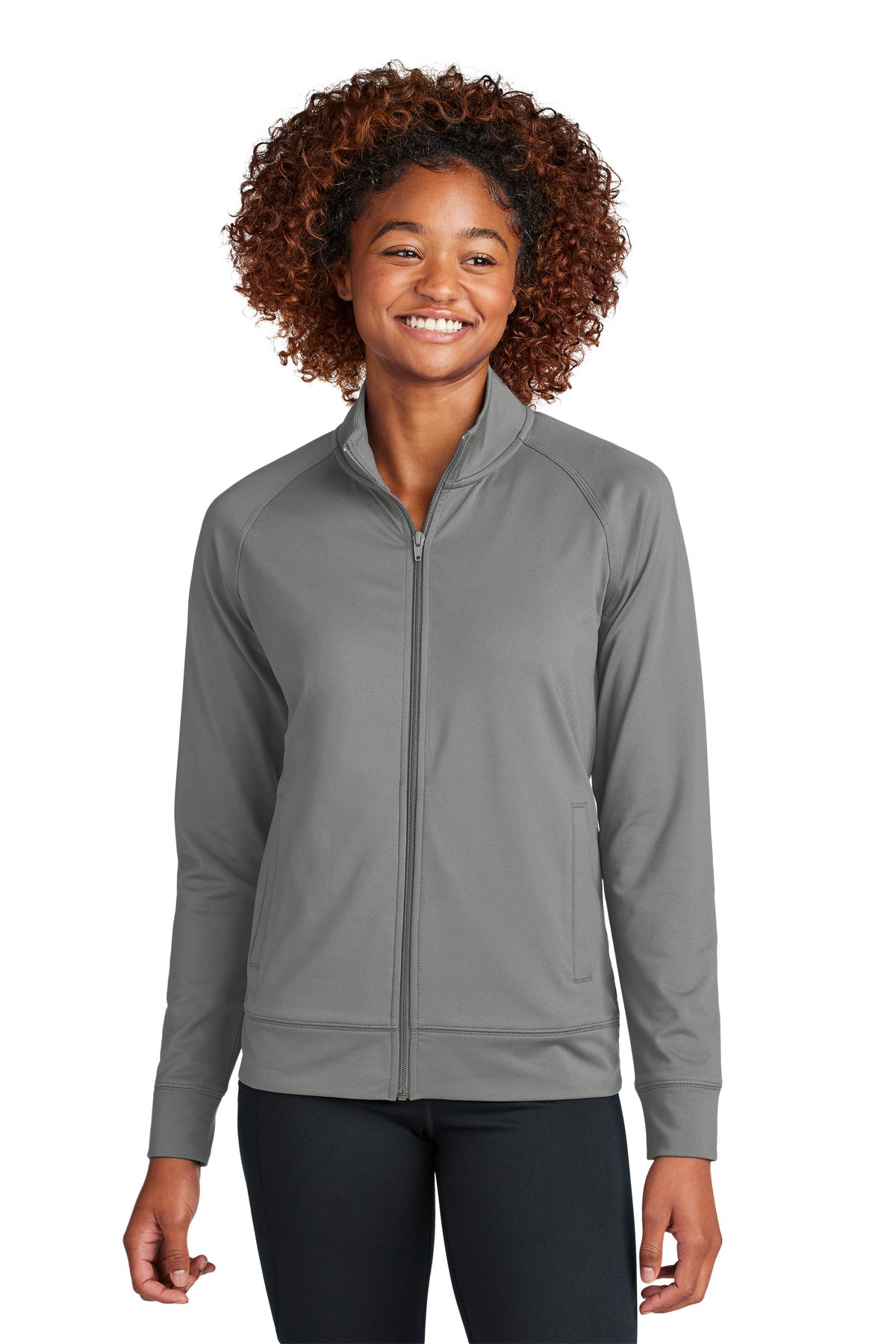 Sport-Tek Women's Sport-Wick Stretch Full-Zip Cadet Jacket - Charcoal Grey