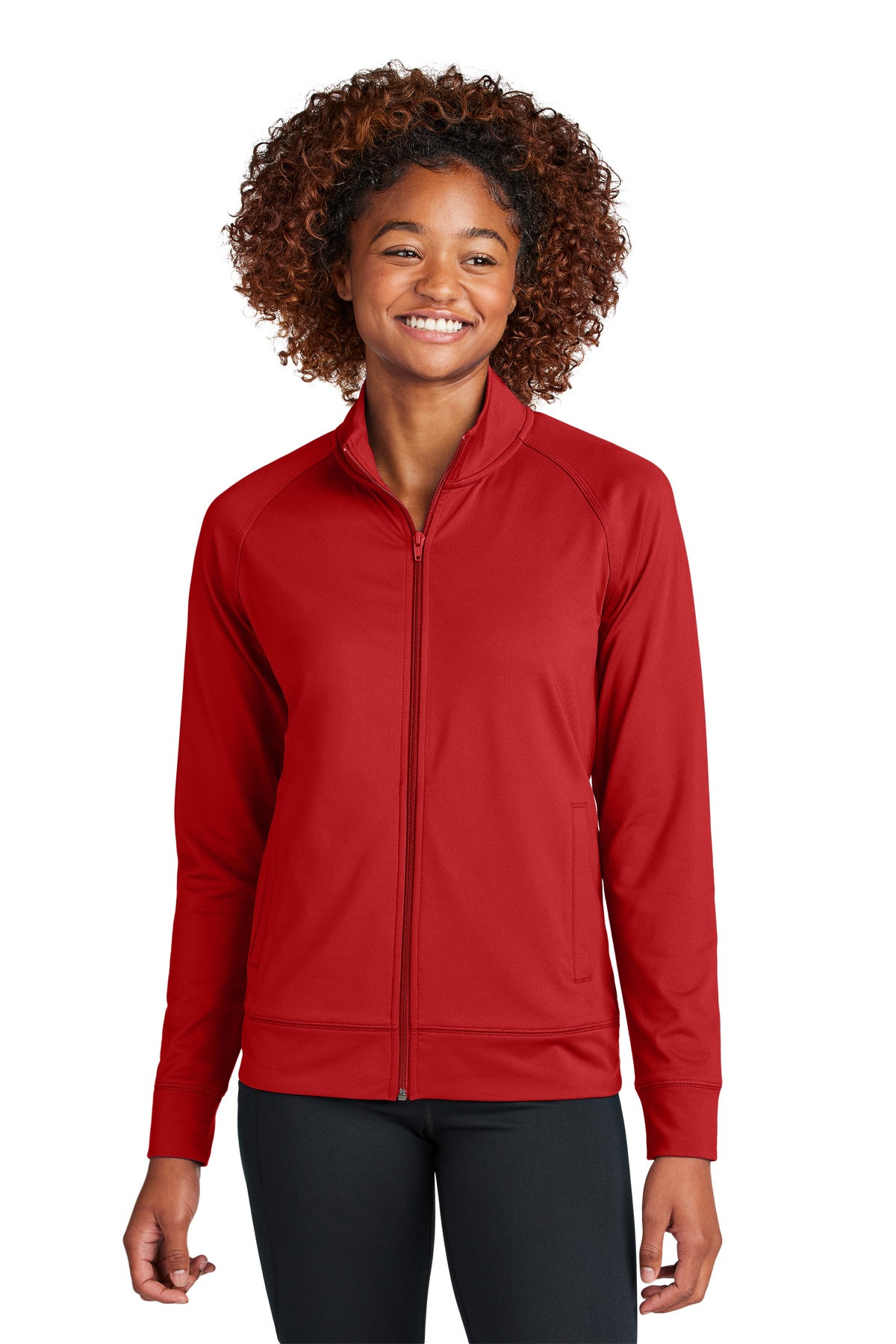 Sport-Tek Women's Sport-Wick Stretch Full-Zip Cadet Jacket - Deep Red