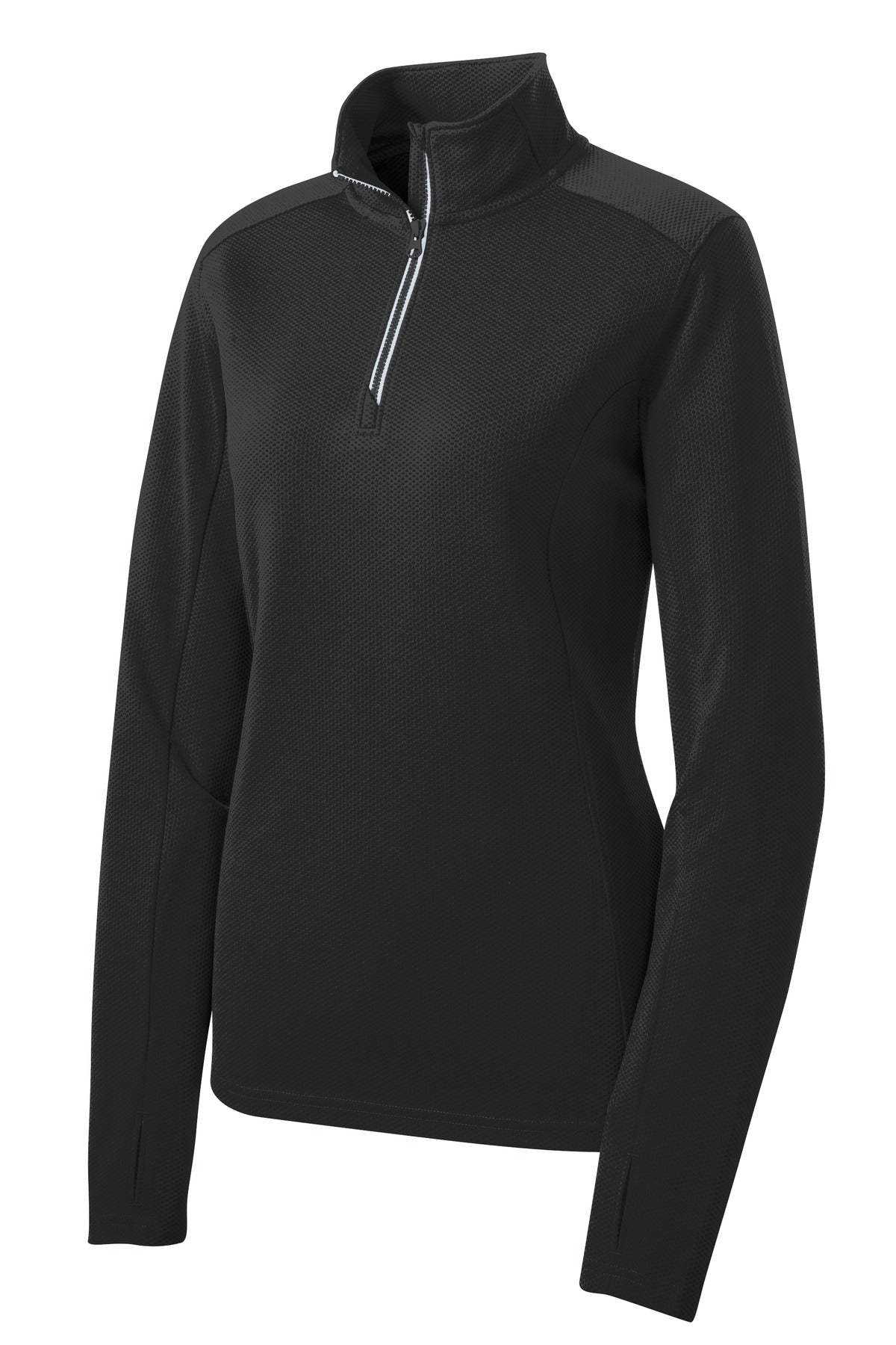 Sport-Tek Women's Sport-Wick Textured 1/4-Zip Pullover - Black