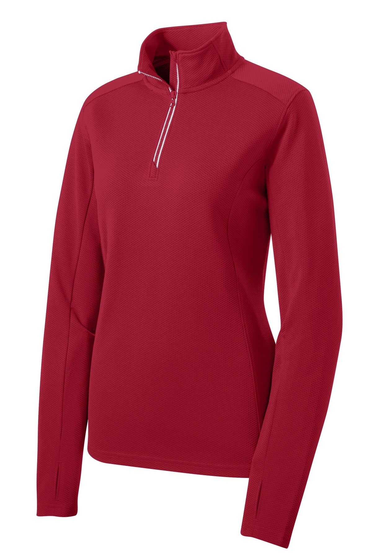 Sport-Tek Women's Sport-Wick Textured 1/4-Zip Pullover - Deep Red