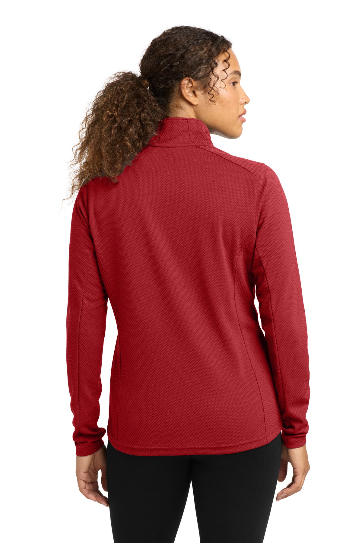 Sport-Tek Women's Sport-Wick Textured 1/4-Zip Pullover - Deep Red