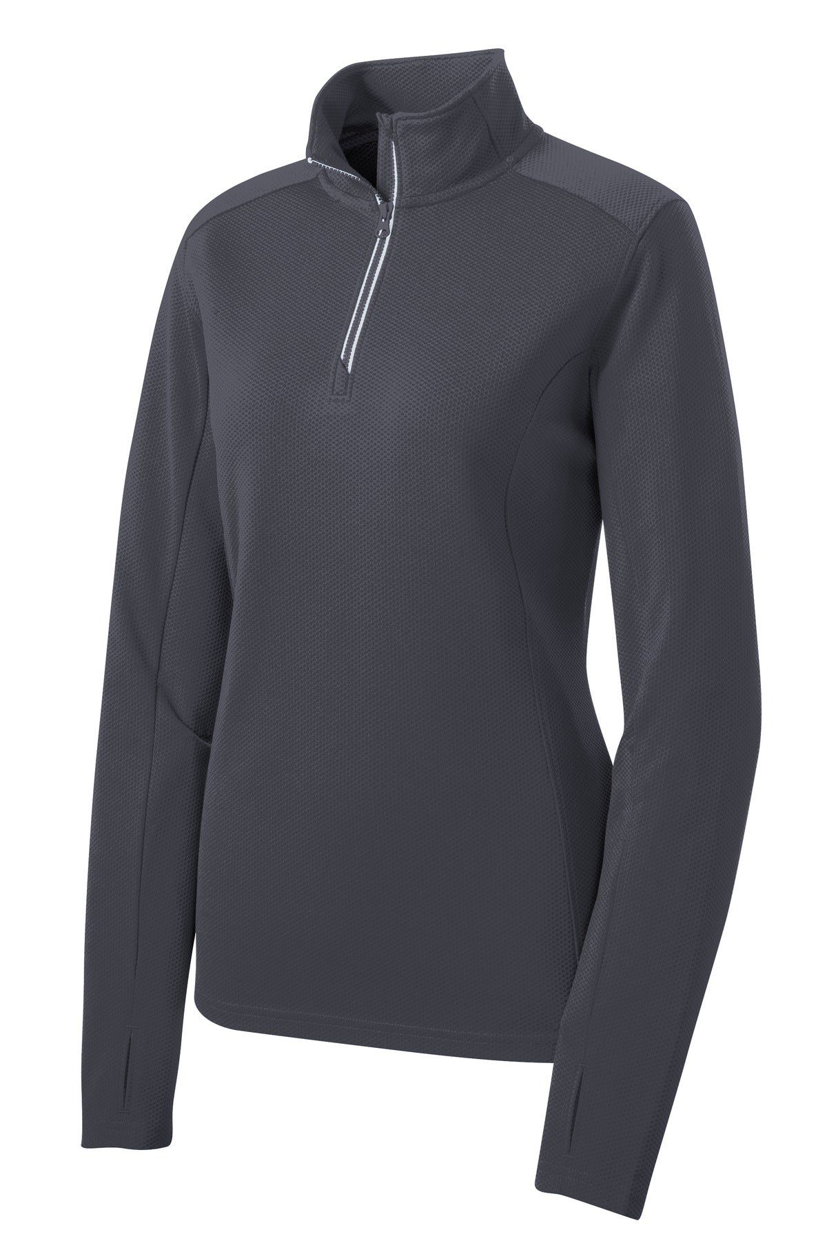 Sport-Tek Women's Sport-Wick Textured 1/4-Zip Pullover - Iron Grey