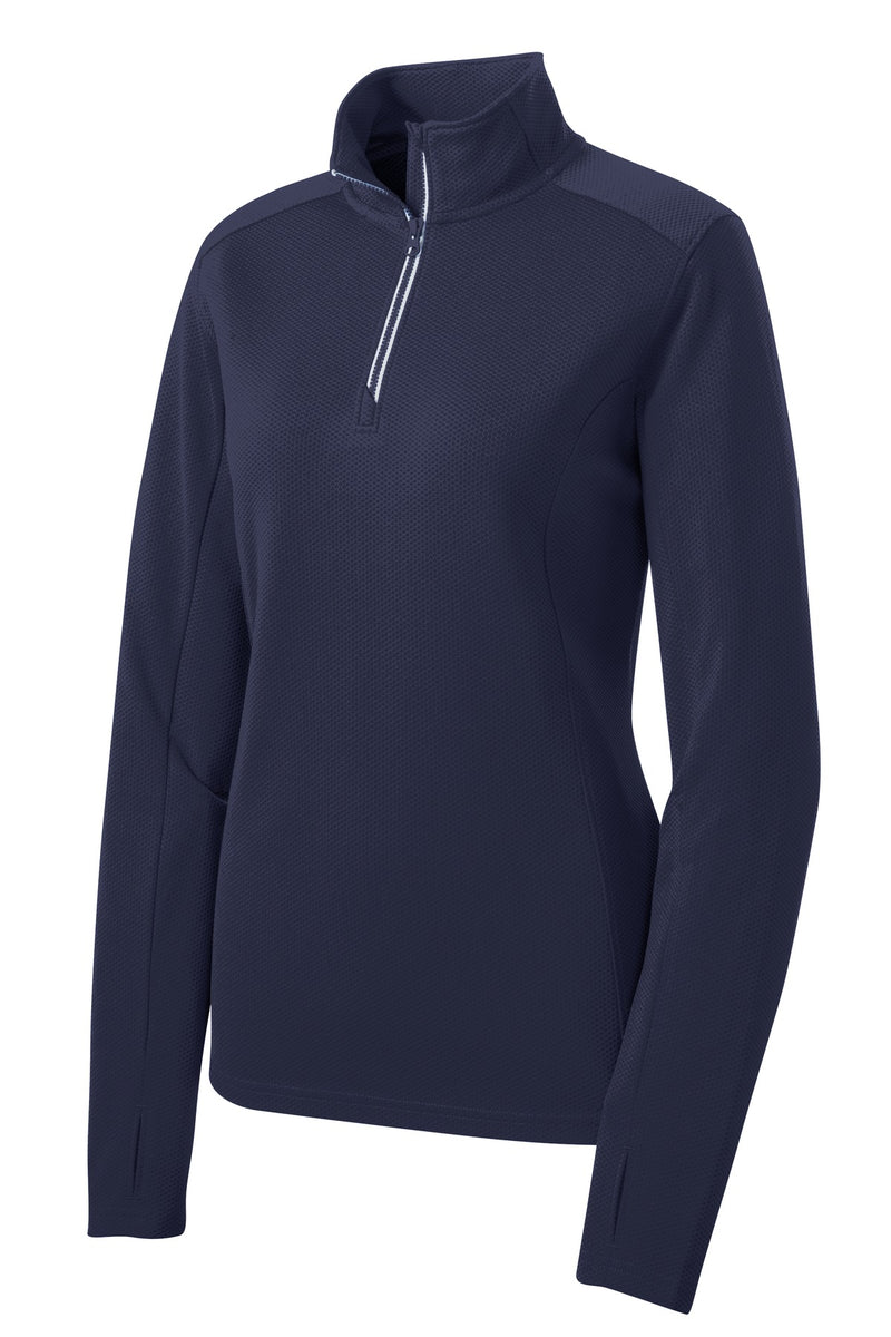 Sport-Tek Women's Sport-Wick Textured 1/4-Zip Pullover - True Navy