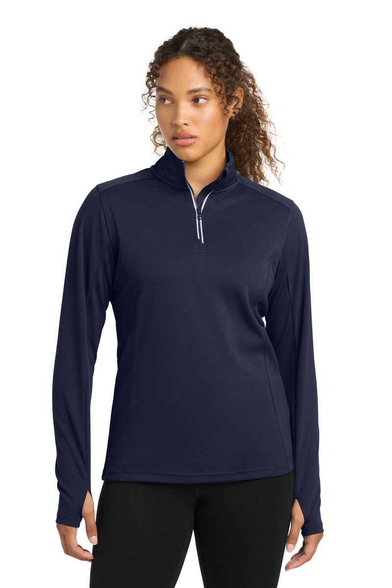 Sport-Tek Women's Sport-Wick Textured 1/4-Zip Pullover - True Navy