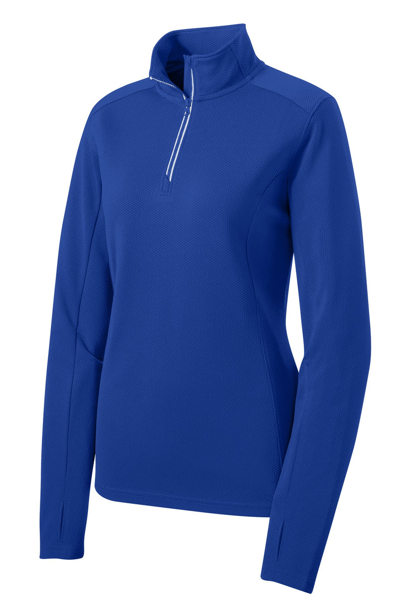 Sport-Tek Women's Sport-Wick Textured 1/4-Zip Pullover - True Royal