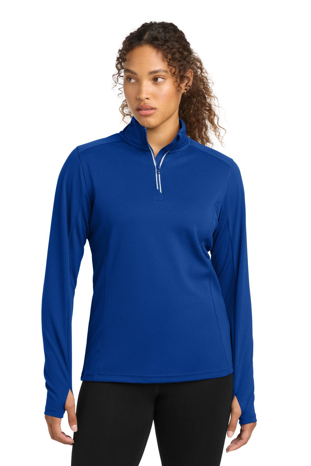 Sport-Tek Women's Sport-Wick Textured 1/4-Zip Pullover - True Royal