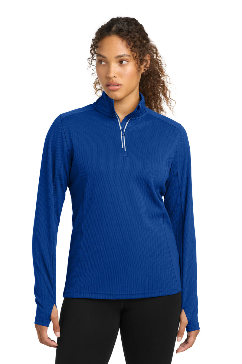 Sport-Tek Women's Sport-Wick Textured 1/4-Zip Pullover - True Royal
