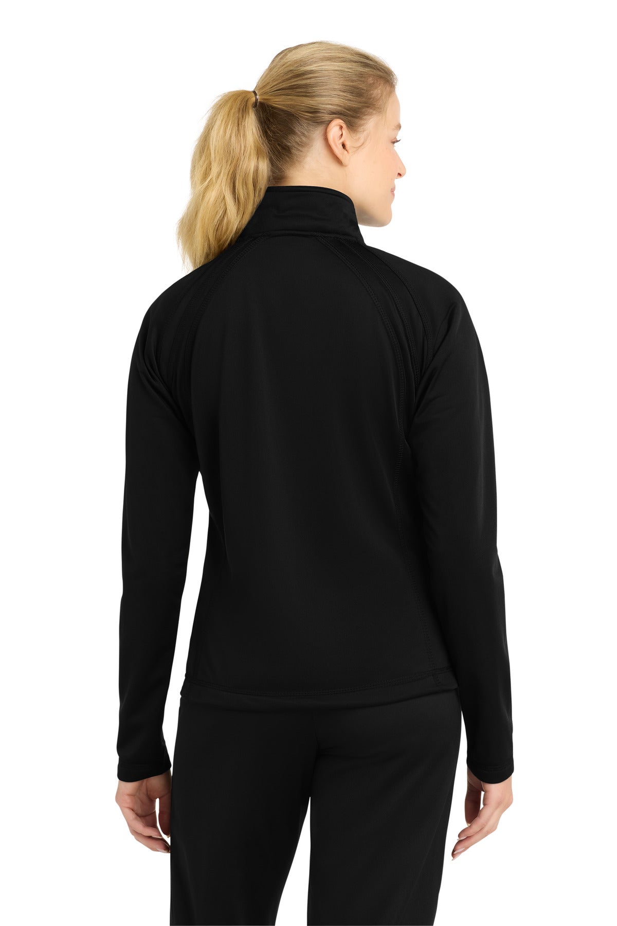 Sport-Tek Women's Tricot Track Jacket - Black/ Black